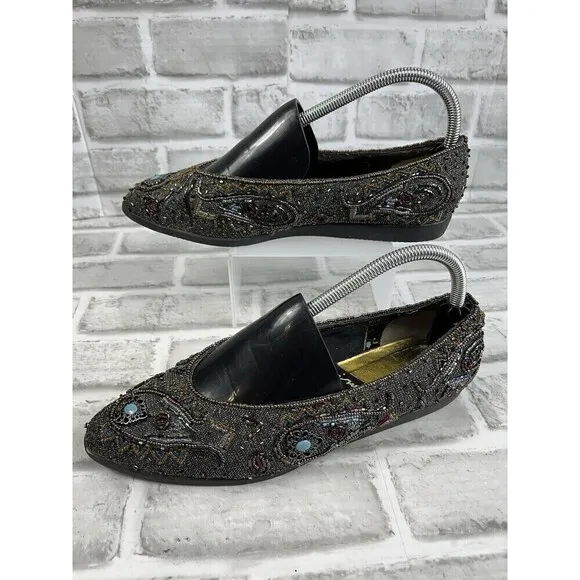 Impo Vintage Beaded Women's Size 8.5 Sequined Beaded Pointed Toe Flats