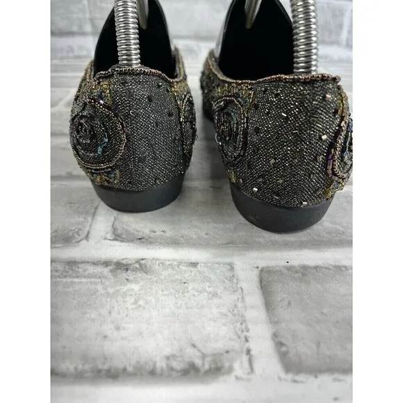 Impo Vintage Beaded Women's Size 8.5 Sequined Beaded Pointed Toe Flats