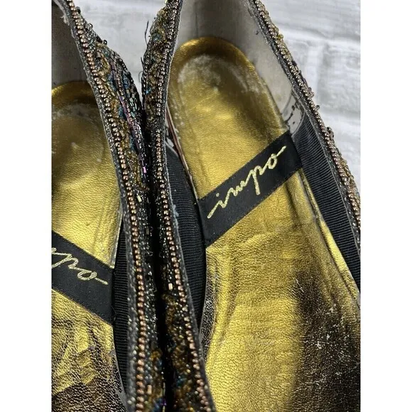 Impo Vintage Beaded Women's Size 8.5 Sequined Beaded Pointed Toe Flats