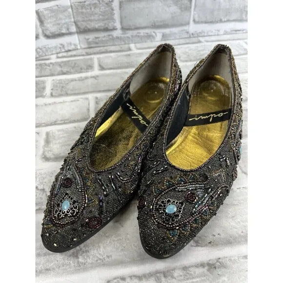 Impo Vintage Beaded Women's Size 8.5 Sequined Beaded Pointed Toe Flats