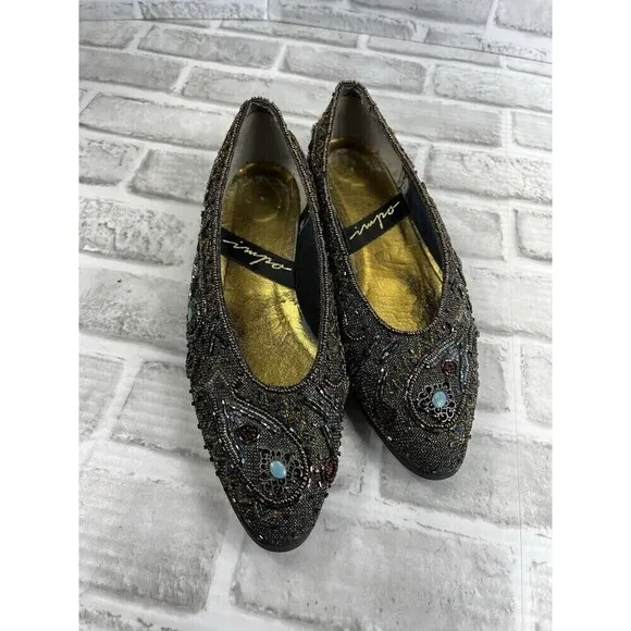 Impo Vintage Beaded Women's Size 8.5 Sequined Beaded Pointed Toe Flats