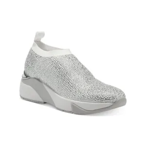 INC Womens White Embellished Onida Round Toe Wedge Slip On Sneakers
