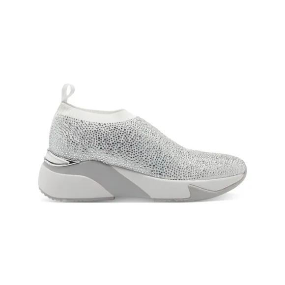 INC Womens White Embellished Onida Round Toe Wedge Slip On Sneakers