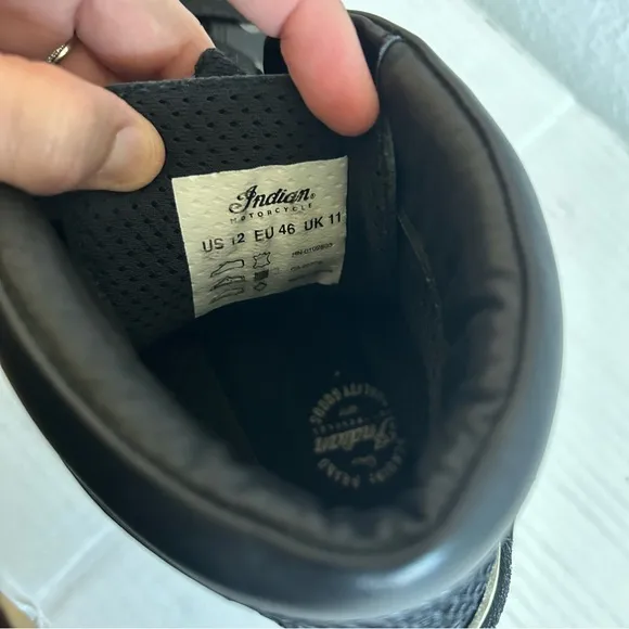 Indian Motorcycle Hi-Top Mesh Riding Sneakers 12 Black Vibram Soles Lace Up