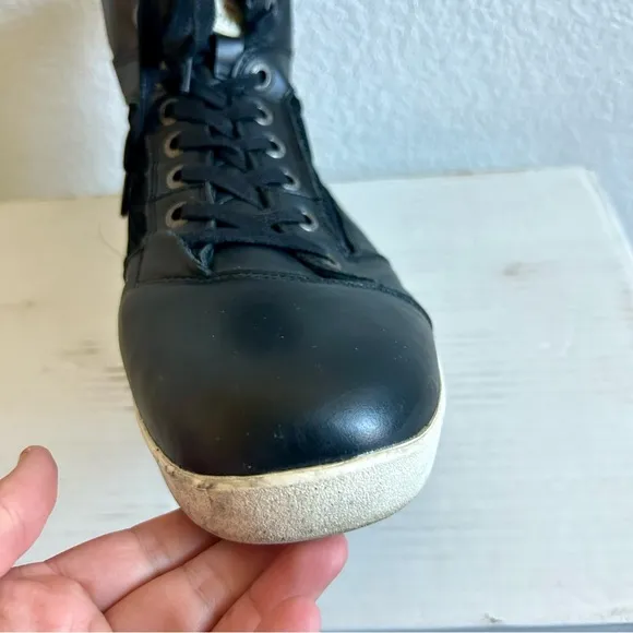 Indian Motorcycle Hi-Top Mesh Riding Sneakers 12 Black Vibram Soles Lace Up