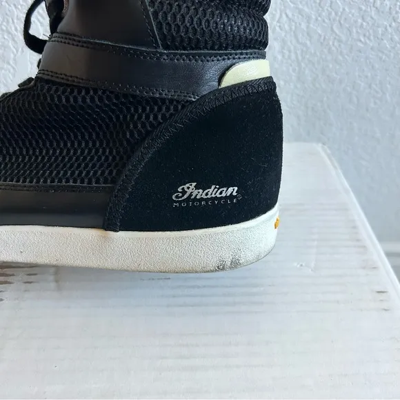 Indian Motorcycle Hi-Top Mesh Riding Sneakers 12 Black Vibram Soles Lace Up