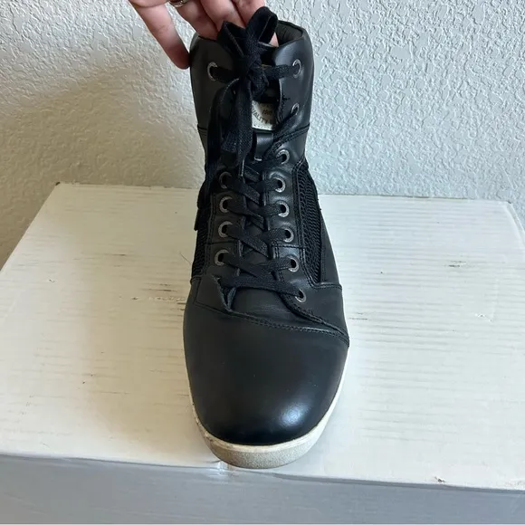 Indian Motorcycle Hi-Top Mesh Riding Sneakers 12 Black Vibram Soles Lace Up