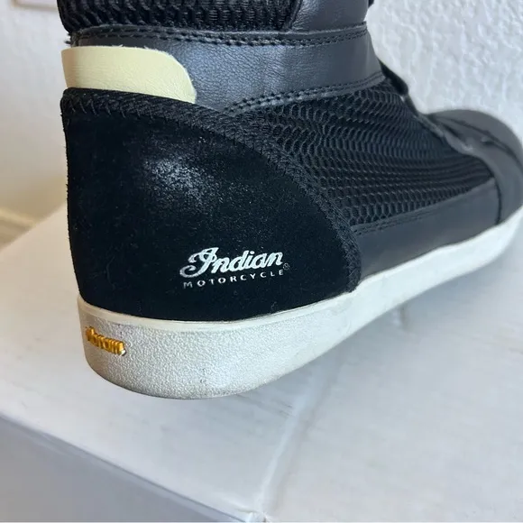 Indian Motorcycle Hi-Top Mesh Riding Sneakers 12 Black Vibram Soles Lace Up