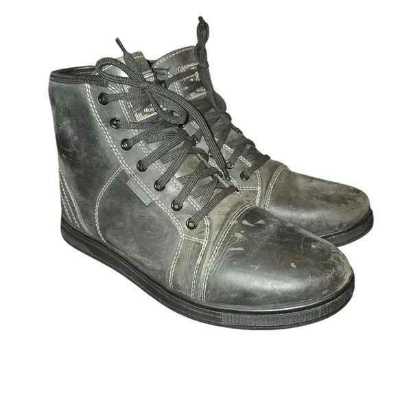 Indie Ridge The Crow 5 Gray Leather Waterproof Motorcycle Riding Boots Size 10.5