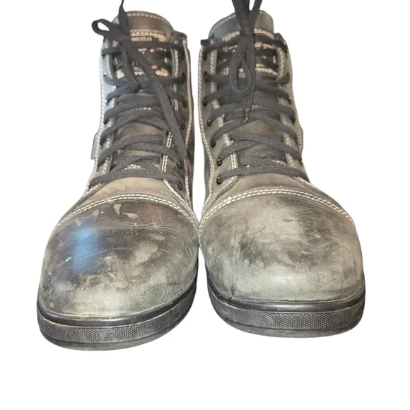 Indie Ridge The Crow 5 Gray Leather Waterproof Motorcycle Riding Boots Size 10.5