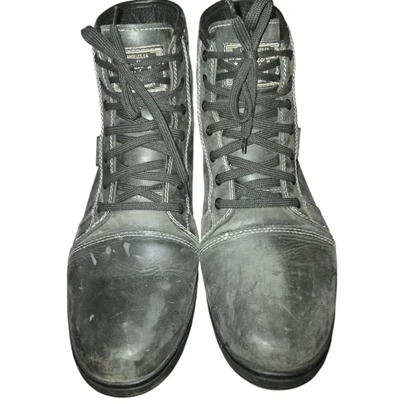 Indie Ridge The Crow 5 Gray Leather Waterproof Motorcycle Riding Boots Size 10.5
