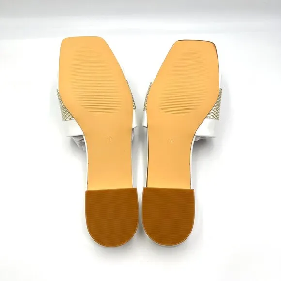 Intentionally Blank Womens Size 10 Monday White Daisy Mules Slides Sandals Shoes
