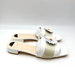 Intentionally Blank Womens Size 10 Monday White Daisy Mules Slides Sandals Shoes