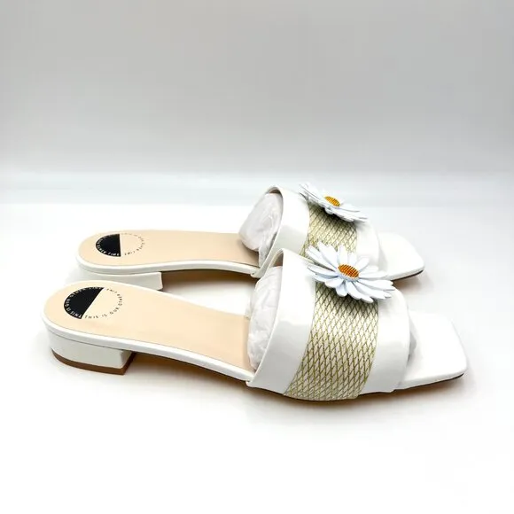 Intentionally Blank Womens Size 10 Monday White Daisy Mules Slides Sandals Shoes