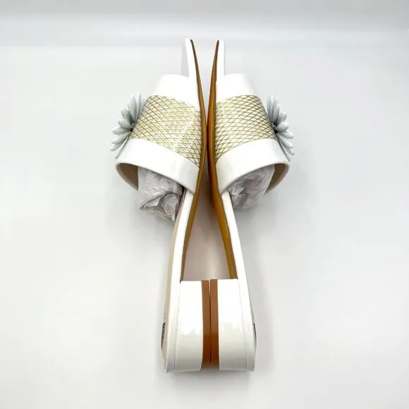Intentionally Blank Womens Size 10 Monday White Daisy Mules Slides Sandals Shoes