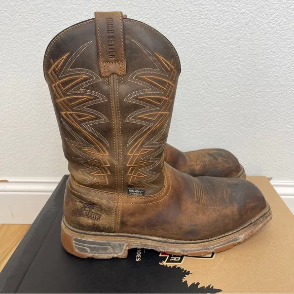 Irish Setter Marshall 11-inch Waterproof Leather Safety Toe Pull-on Boots Size 8
