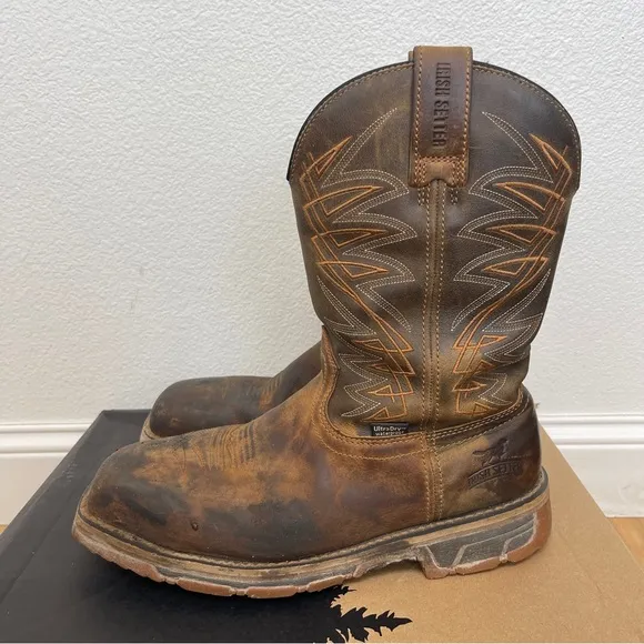 Irish Setter Marshall 11-inch Waterproof Leather Safety Toe Pull-on Boots Size 8