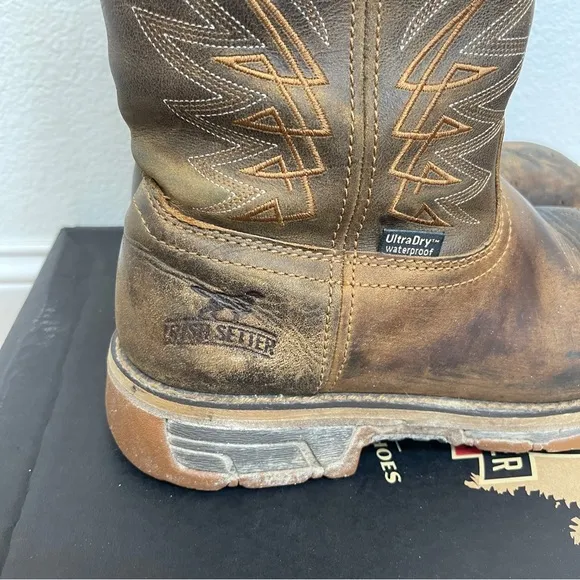 Irish Setter Marshall 11-inch Waterproof Leather Safety Toe Pull-on Boots Size 8