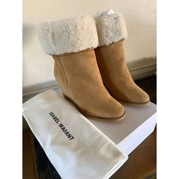Isabel Marant Totam Shearling Wedge Boots- NIB Size  EU 39 US 8.5