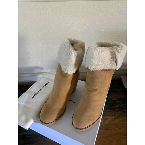 Isabel Marant Totam Shearling Wedge Boots- NIB Size  EU 39 US 8.5