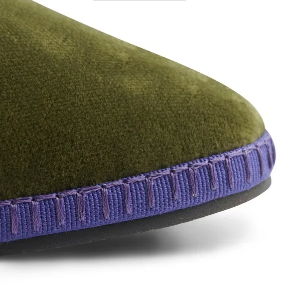 Italeau Italian Handmade Velvet Flats, Olive Green, Size 39 (US 8.5)