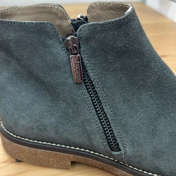 Italeau Italian Suede Foliana Ankle Boots Size 39 (8.5) Gray Waterproof NWOT