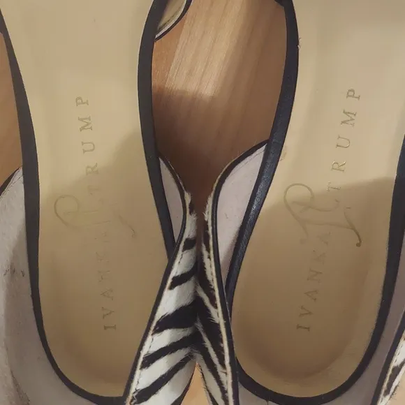 Ivanka Trump Loirely Zebra Print Calf Hair &amp; Leather Pointed Toe Flats Size 8.5