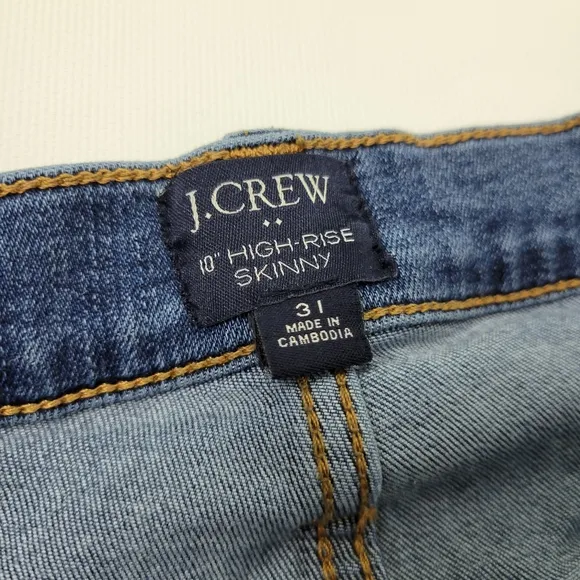 J. Crew 10&quot; High Rise Skinny Stretchy Jeans Sz 31