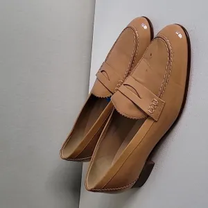 J. Crew Biella loafers Sz 9.5 Patent Leather Tan