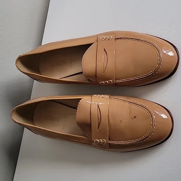 J. Crew Biella loafers Sz 9.5 Patent Leather Tan
