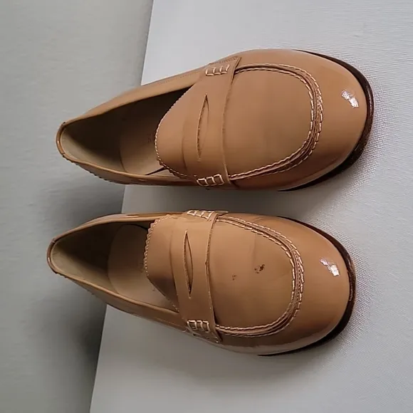 J. Crew Biella loafers Sz 9.5 Patent Leather Tan