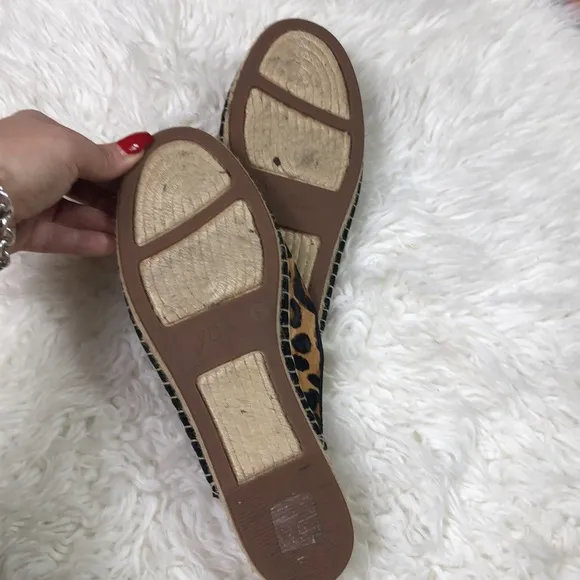 J Crew Calf Hair Leopard Slip On Espadrilles Mules Shoes Flats