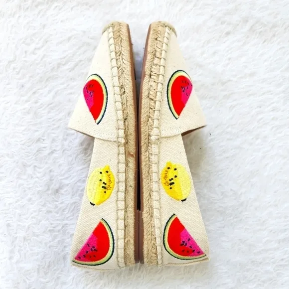 J. Crew Canvas Embroidered Fruit Espadrilles Size 7