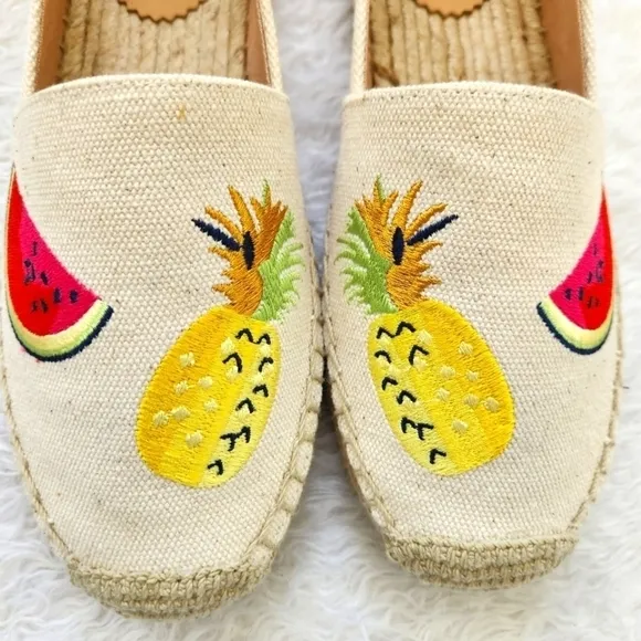 J. Crew Canvas Embroidered Fruit Espadrilles Size 7