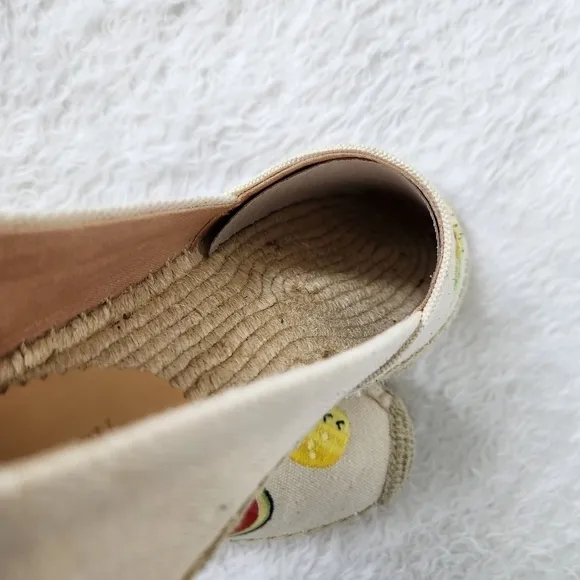 J. Crew Canvas Embroidered Fruit Espadrilles Size 7