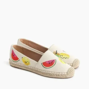J. Crew Canvas Embroidered Fruit Espadrilles Size 7