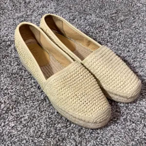 J. Crew Cream Woven Espadrilles Flats in Natural Raffia Sz 7