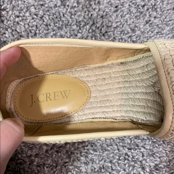 J. Crew Cream Woven Espadrilles Flats in Natural Raffia Sz 7
