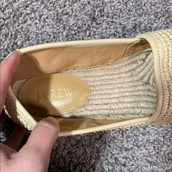 J. Crew Cream Woven Espadrilles Flats in Natural Raffia Sz 7