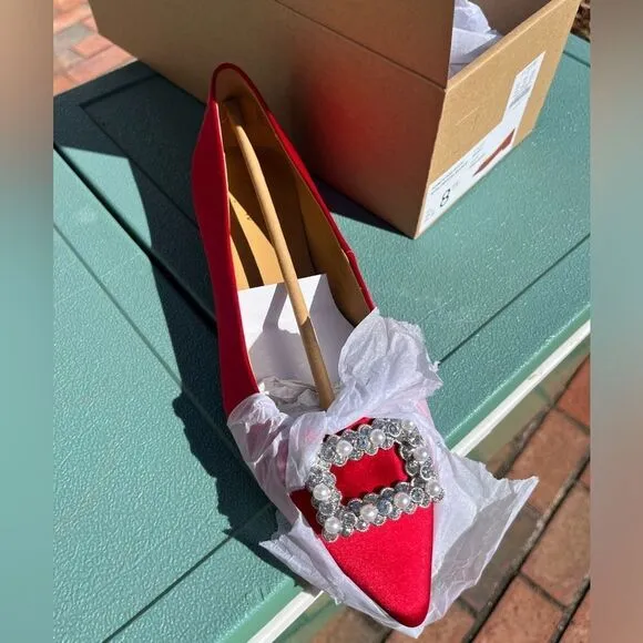 J Crew Crystal Embellished Pointed Toe Flats NIB