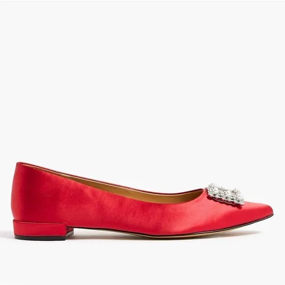 J Crew Crystal Embellished Pointed Toe Flats NIB
