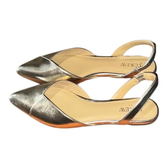 J. Crew Factory Metallic Slingback Flats Gold Size 7 Christmas NYE Holiday