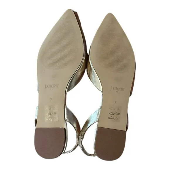 J. Crew Factory Metallic Slingback Flats Gold Size 7 Christmas NYE Holiday