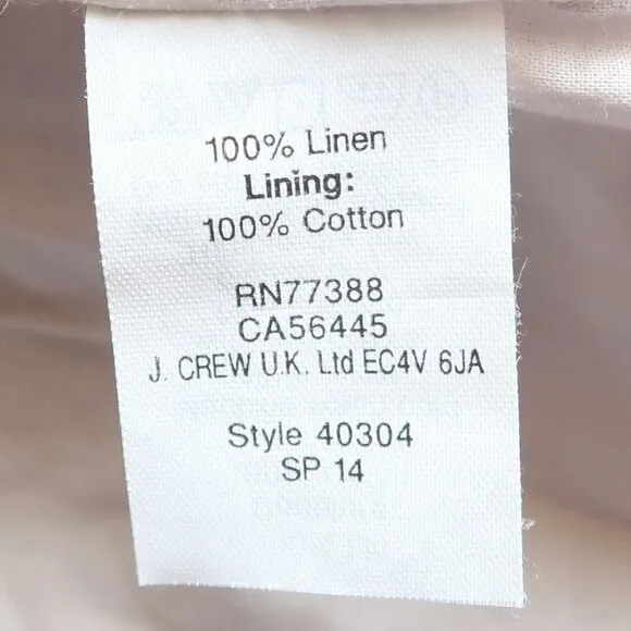 J. Crew Light Grey 100% Linen Paper-bag Mini Summer Skirt Size 8