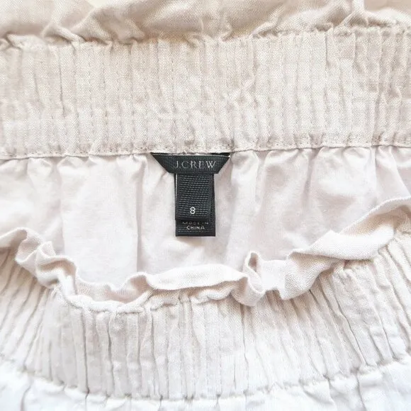 J. Crew Light Grey 100% Linen Paper-bag Mini Summer Skirt Size 8