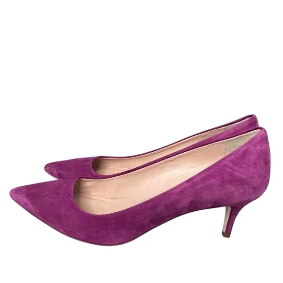 J. Crew Made In Italy Dulce Suede Kitten Heels Purple Pointed Toe A9758 Size 9.5