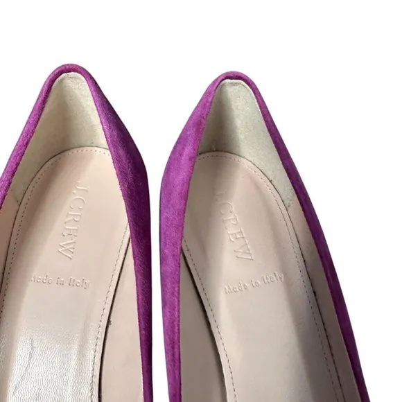 J. Crew Made In Italy Dulce Suede Kitten Heels Purple Pointed Toe A9758 Size 9.5