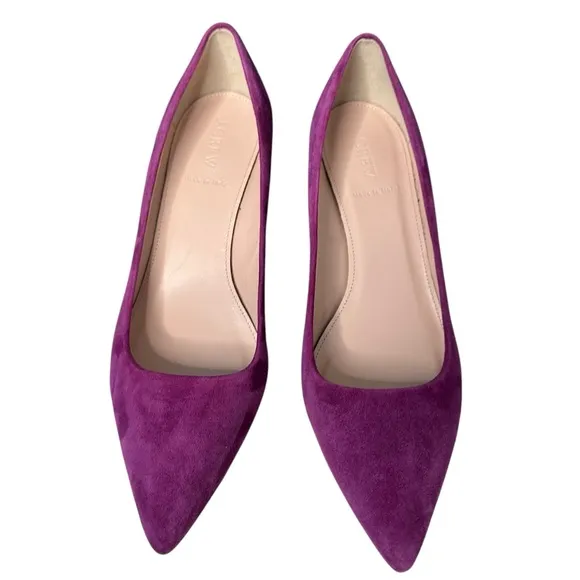 J. Crew Made In Italy Dulce Suede Kitten Heels Purple Pointed Toe A9758 Size 9.5
