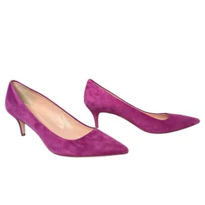 J. Crew Made In Italy Dulce Suede Kitten Heels Purple Pointed Toe A9758 Size 9.5