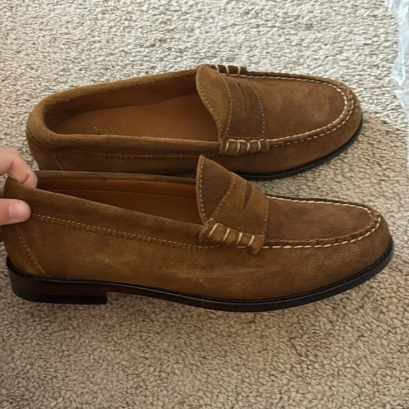 J Crew Men's Camden suede loafers with leather soles For Dark Snuff Suede bv908